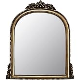 OIGUMR Small Vintage Gold Ornate Baroque Mirror Hanging Mirror Arched Resin Frame Size：15X11 inch