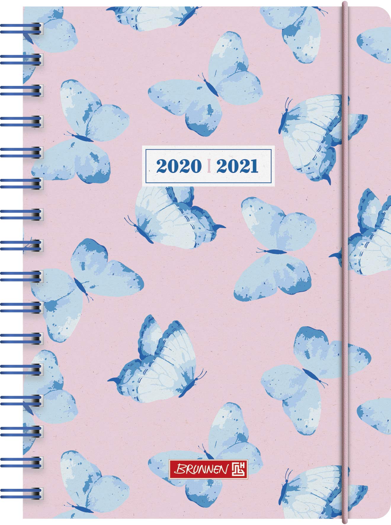 BRUNNEN 1072050041 "Butterfly" daily calendar / student calendar 2020/2021, 1 page = 1 day, Sat. + Sun. on one page, sheet size 14.8 x 21 cm, A5, PP cover