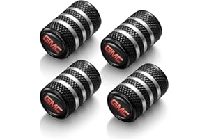 Fiuwrs Tire Valve Stem Cap Cover Fit for GMC Sierra Denali Canyon Terrain Yukon Jimmy Acadia Belt O-Ring Seal Corrosion Resistant Tire Air Cover Car Accessories 4 Pc Black