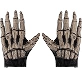 Clobeau Skeleton Gloves Halloween Costume Party Cosplay Skull Gothic Horror Bone Gloves Skeleton Dress up Role Play Devil Witch Finger Wolf Claws Glove Halloween Props Party Favors