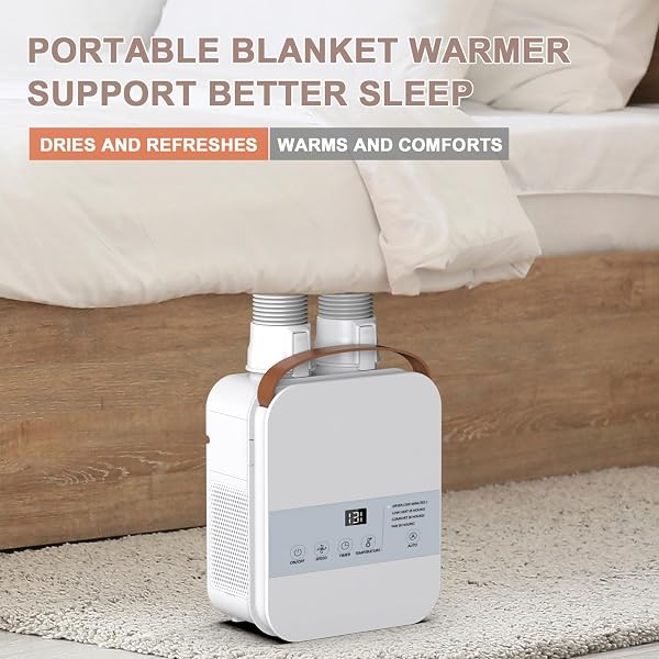 MORFY PORTABLE BLANKET WARMER, COMFORTABLE WARM AIR FOR BEDS, SWEAT DRYING, COPING WITH CLIMATE CHANGES, ALL SEASONS, WITH SHOE DRYER ATTACHMENT, DUAL NOZZLE, 3 SPEED, 7 TEMPERATURE, LCD TOUCH