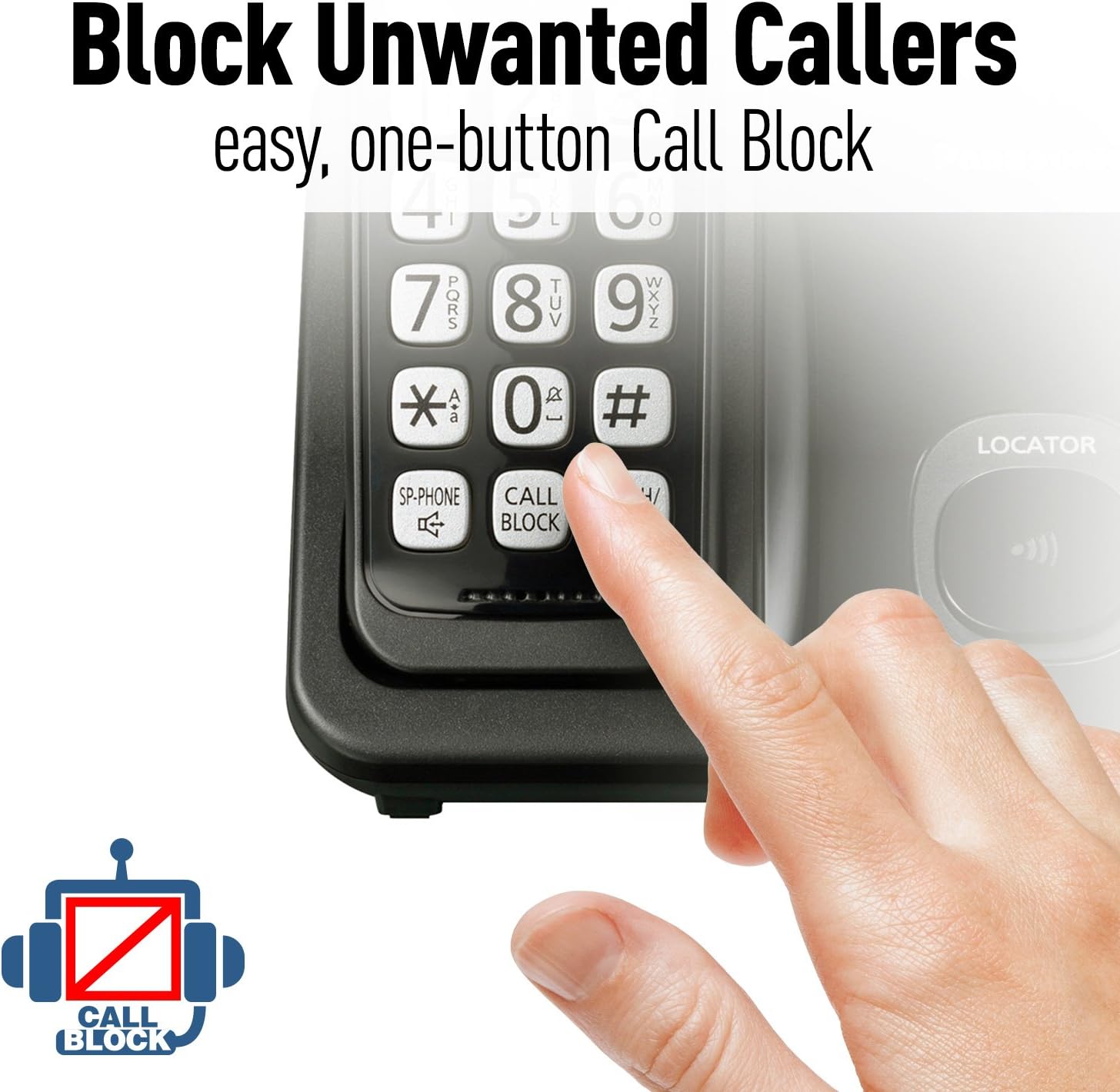 Panasonic Expandable Cordless Phone System with Call Block and High Contrast Displays and Keypads - 1 Cordless Handset - KX-TGD510B (Black): Electronics