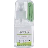 OptiPlus Anti-Fog Lens Cleaning Spray Kit l Cleaning Spray and Microfiber Cloth for Glasses, Laptops Screens, Smart Phones, Optical Lens, Goggles, Watch Screen and More l Defogging and Cleaning l 2oz