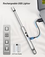VEHHE Candle Lighter 2 Pack Rechargeable with LED Display 360° Neck Black Silver view 3