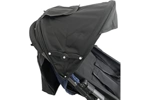 TOPOQ Baby Stroller Sun Shade Cover Stroller Sun Canopy Awning for Pram Pushchair Buggy Parasol Sun Umbrella with Pockets Mesh Window Adjustable Retractable