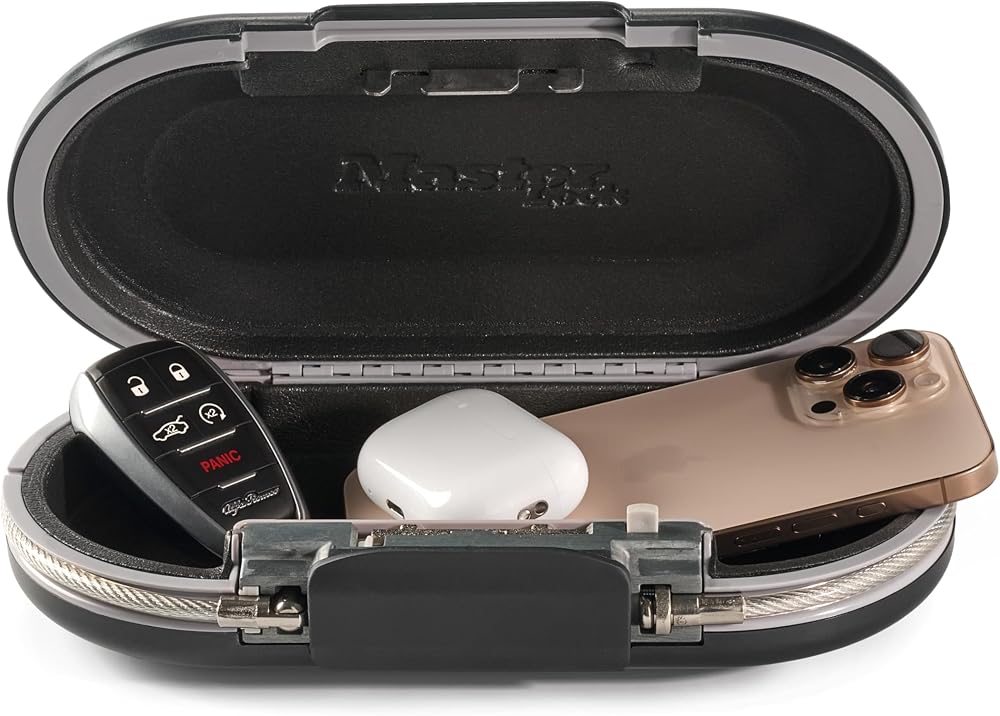Master Lock 5900D Portable Small Lock Box 4-Digit Combo Gunmetal 9.39in wide