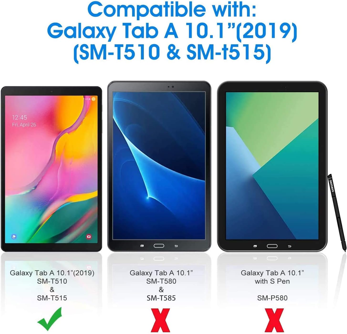 Aswant Galaxy Tab A 2019 10.1" PU Leather Wallet Case Flip Folio Stand Cover Magnetic Closure Tablet Case with Pen Holder For Samsung Galaxy Tab A 10.1 Inch 2019 SM-T510 SM-T515 - Image 3