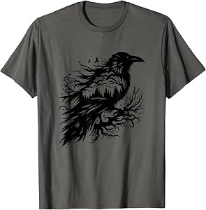 Raven Graphic Crow Design for Women and Men T-Shirt