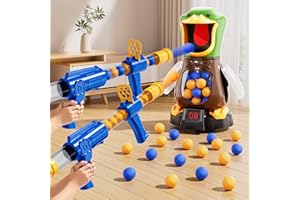 NIPLOOOW Duck Shooting Toys for Kids 3-5, Movable Target Shooting Games with 2 Air Pump Launcher, LCD Score Record, Sound, 48 Foam Balls, Birthday Gift for Boys Girls Ages 3 4 5 6 7 8 Years Old