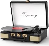 Trynnay Record Player 3 Speed Bluetooth Portable Suitcase Vinyl Player