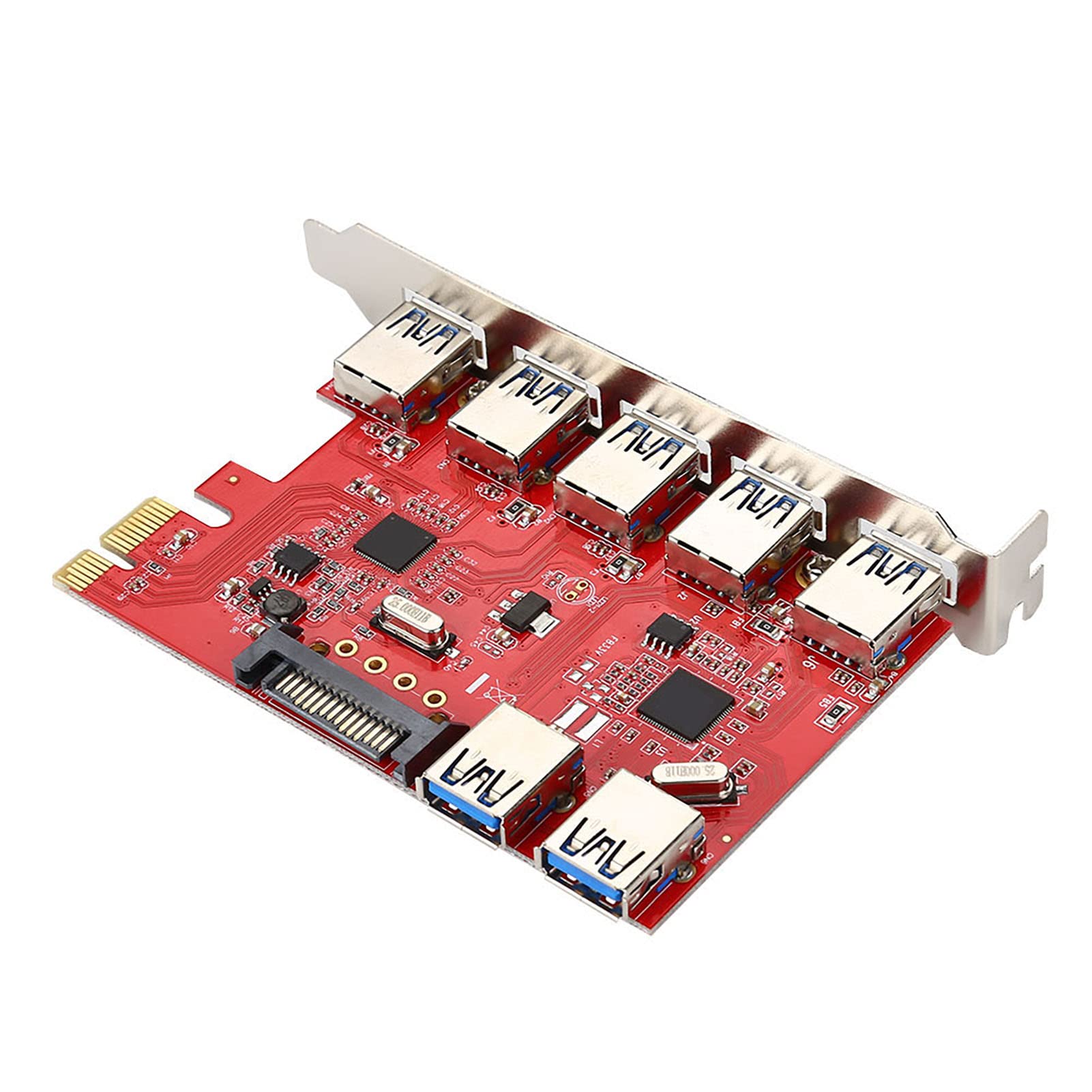 ciciglow PCI-E to 5 Port USB 3.0 Extension Board, USB Hub Converter, Multi-functional PCIe Cards,Plug and Play, Data Transfer Rates up to 5Gbps