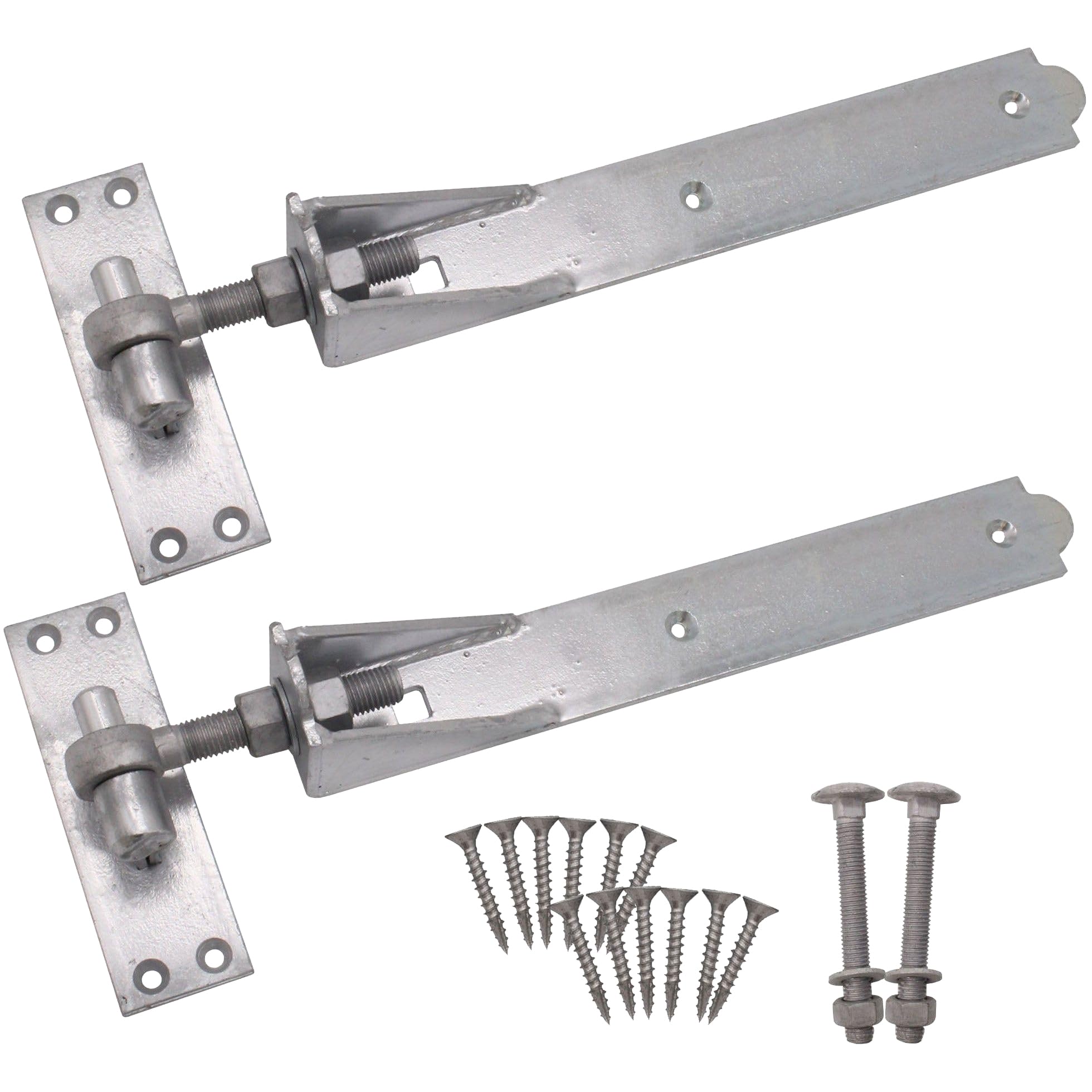 EAI Adjustable Gate Hinges | 350mm / 14 Inch Heavy Duty Hook and Band Gate Hinges | Galvanised - 1 Pair