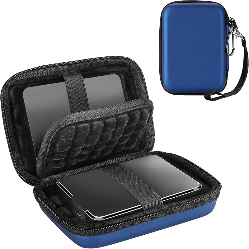 ProCase External Hard Drive Case 2.5 inch Navy Holds 2 Drives