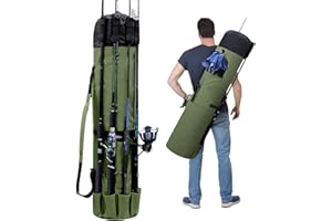 WVIOUOPU Fishing Rod Bag - Folding Fishing Reel Organizer Bag Pole Storage Bag Tackle Carrier - Large Capacity Fishing Bag Accommodate Fishing Gear & Equipment Gift for Father Boyfriend Family