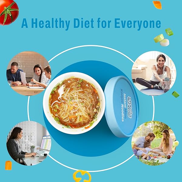 VOLO VERO KONJAC NOODLE INSTANT SOUP CUP MISO FLAVOR, 6 PACKS, GLUTEN FREE, LOW CARB, LOW CALORIE, LOW SUGAR, LOW GI, KETO SHIRATAKI NOODLES PASTA ANGEL HAIR, READY TO EAT, HEALTHY DIET FOOD, HOLIDAY GIFTS