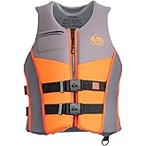 QUIKSILVER Men's Life Jacket, USCG and Transport Canada Approved Type III PFD, Evoprene UV Resistant Life Vest for Adults, for Jet Skiing Waterskiing Wakeboarding Rafting Boating Watersports