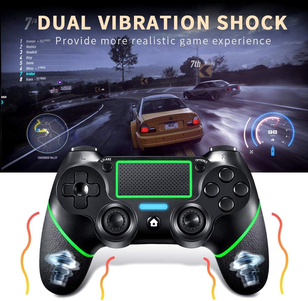 Amazon Com Punweos Wireless Controller For Ps4 Game Controller With Gyro Hd Dual Vibration Touch Panel Led Indicator Gamepad Remote Joystick For Ps4 Pro Slim Green Electronics
