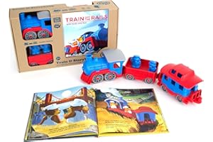 Green Toys Train & Storybook Set - Pretend Play, Motor Skills, Reading, Kids Toy Vehicle Gift Set. No BPA, phthalates, PVC. Dishwasher Safe, Recycled Materials, Made in USA.