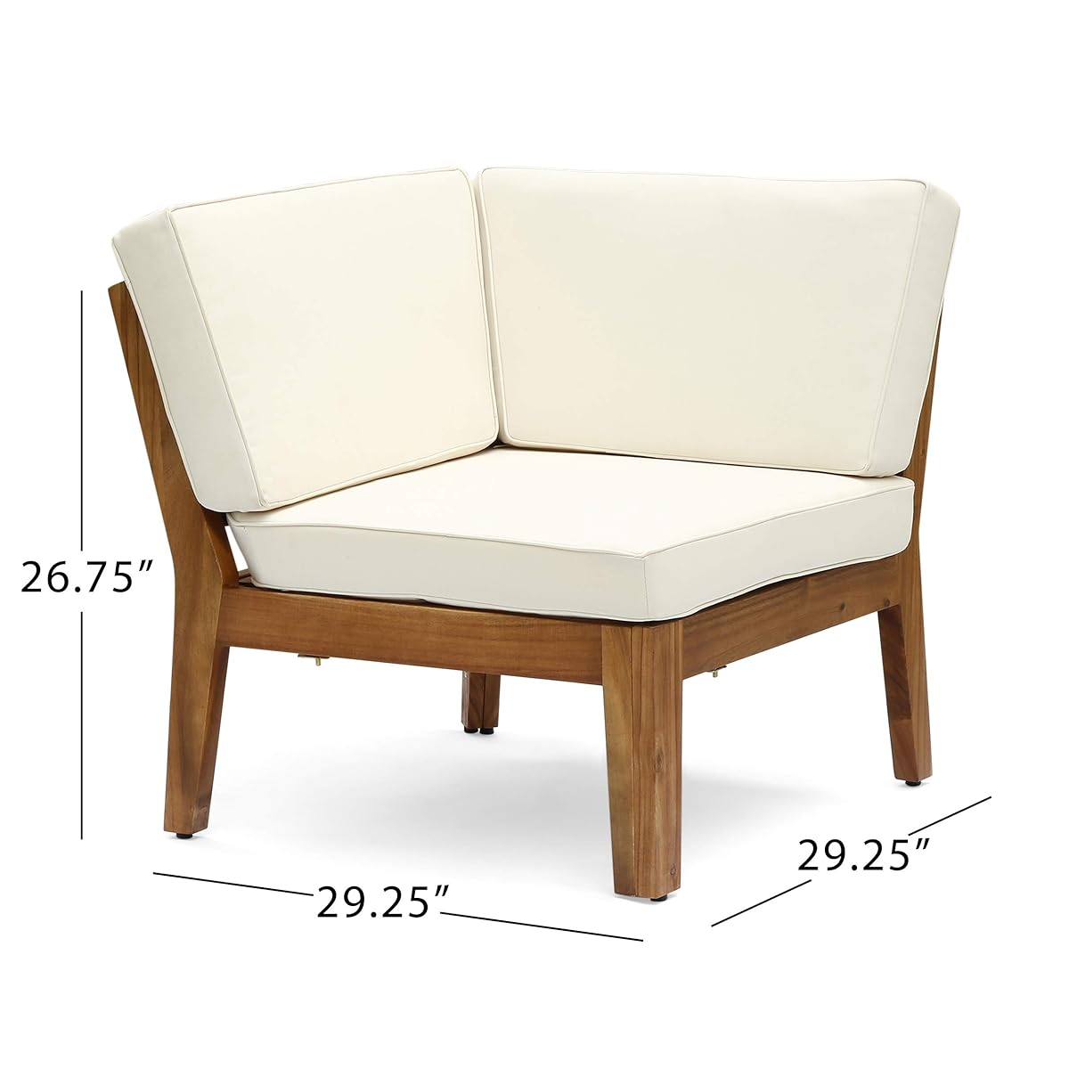 Great Deal Furniture Roy Sectional Sofa Set For Patio Acacia Wood With Cushions 5