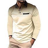 DEEX Men's Polo Shirts Long Sleeve Casual Fashion Polo Tee Shirts Color Block Slim Fit Golf Polo Shirt with Pocket