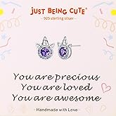 Birthstone Earrings for Girls, 925 Sterling Silver Stud Earrings for Women, Unicorn Gifts for Girls, Cubic Zirconia Studs Earrings, Unicorn Birthday Christmas Gifts for Teens Women