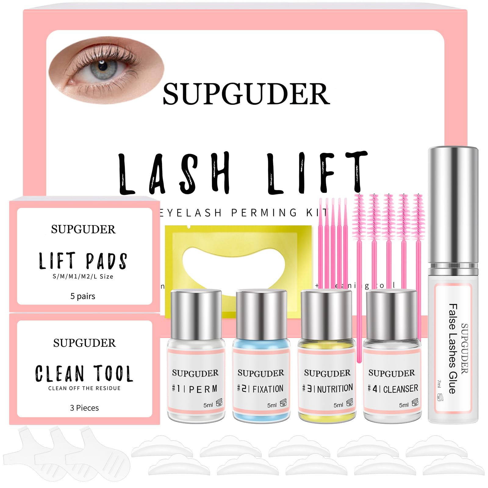Lash Lift Kit,Professional Eyelash Perming Kit Semi-Permanent Eyelash Lamination Kit Safe Lash Curling Extensions Wave for Home & Salon (Premium)