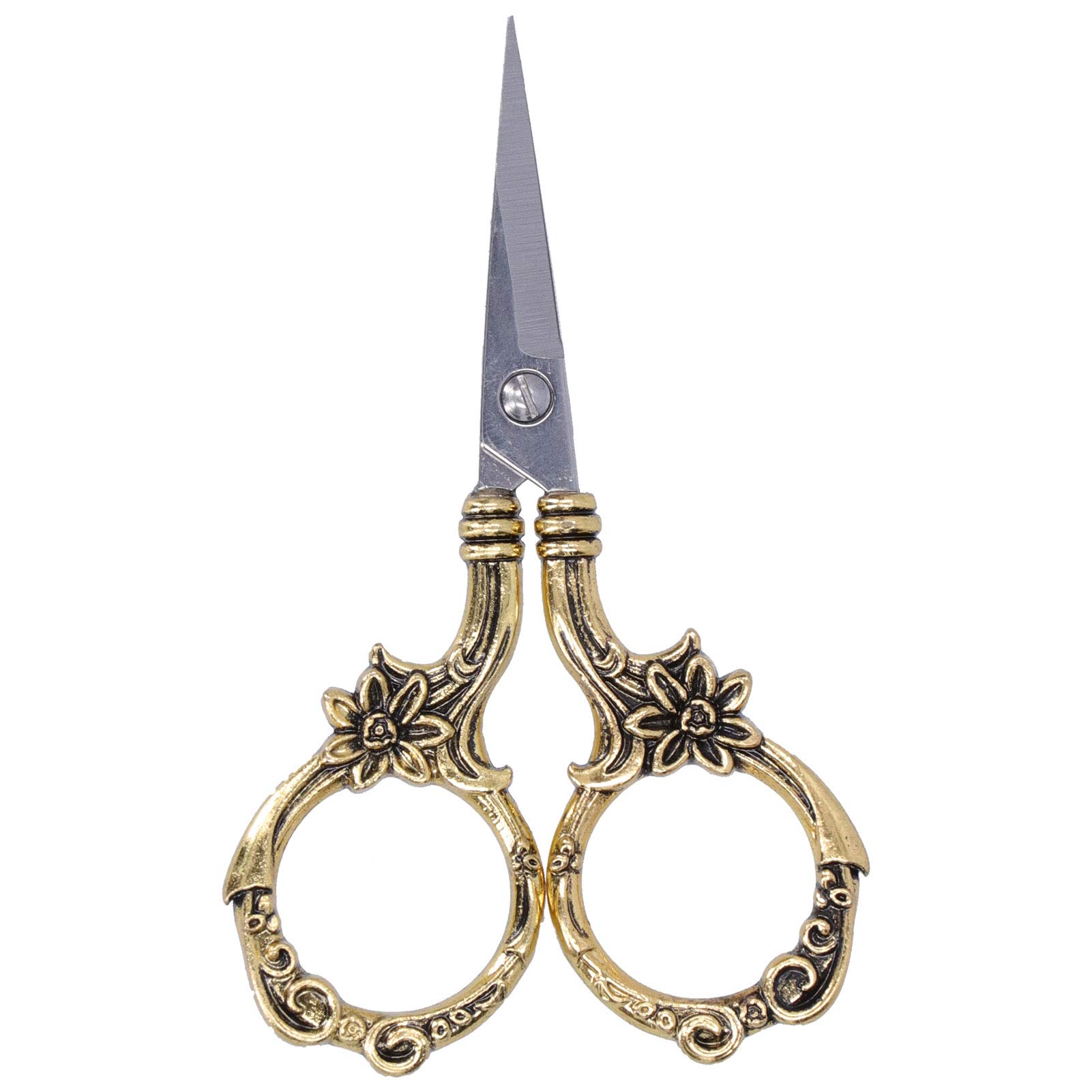 Cyrank Embroidery Scissors, 3.5in Sewing Scissors Small Vintage, Fine Detail Scissors, Cross Stitch Scissors, Gold Scissors Small Fabric Scissors for Embroidery Craft Needle Work