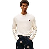 Tommy Jeans Mens Long Sleeve Solid Cotton Graphic T-Shirts with Tonal Flag Logo