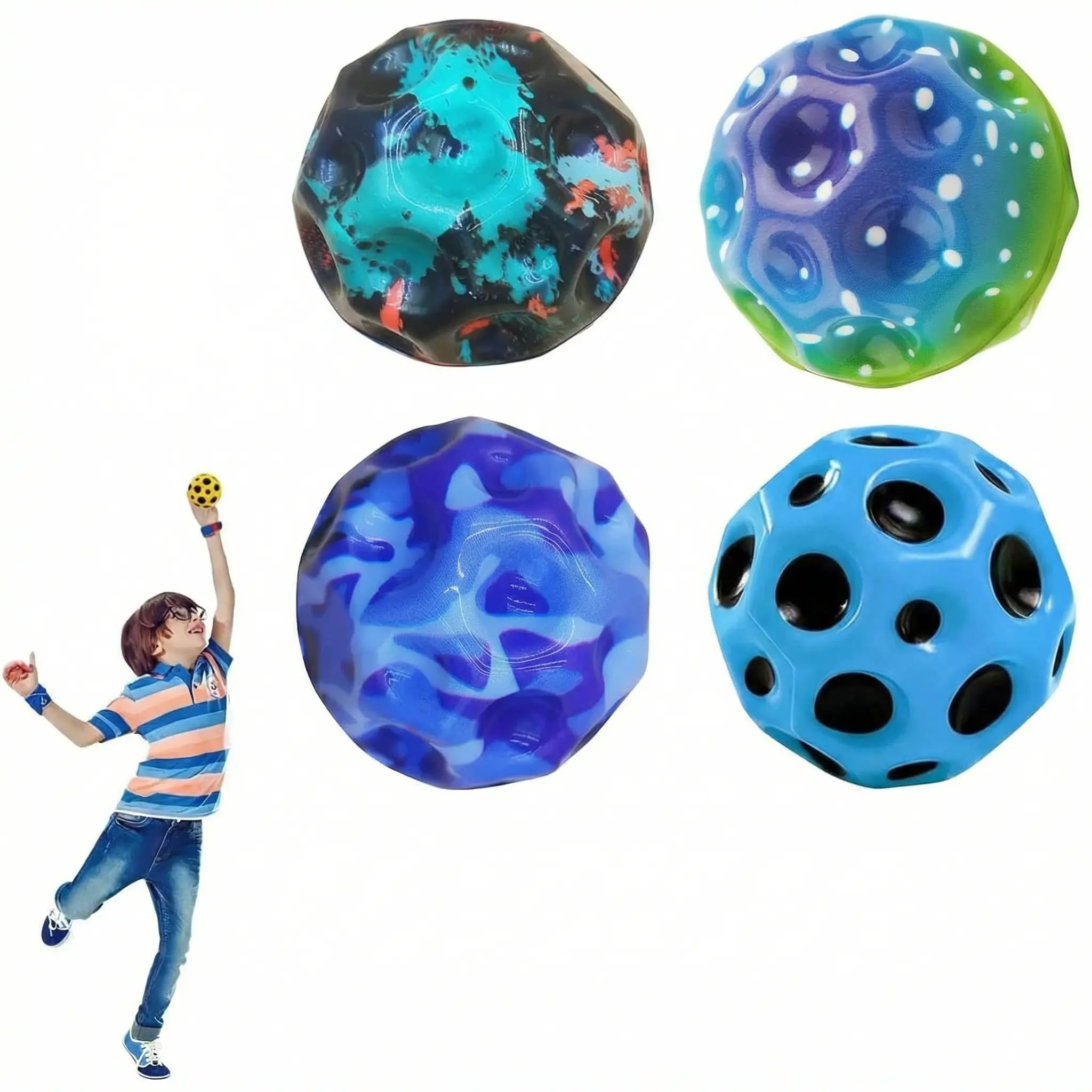 Louis Poems Space Ball with Super High Bouncing, PU Sponge Bouncy Balls for Kids and Adults Improve Hand-Eye Coordination Stress-relif, Christmas 4PCS Camo