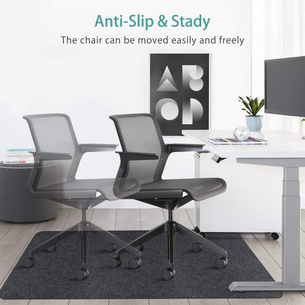Office Chair Mat, Upgraded Version - Office Desk Chair Mat for Hardwood Floors, 1/6" Thick 55"x35" Hard Floor Protector Mat, Multi-Purpose Chair Carpet for Home (Dark Gray) : Office Products