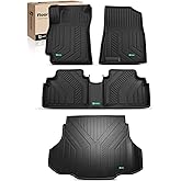 YHTAUTO Floor Mats & Cargo Mat Compatible with Hyundai Elantra 2021-2026 (Not Hybrid), TPE Floor Liners All-Weather Protection Custom Fit, 1st & 2nd Row & Trunk Mat, Set of 4