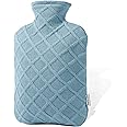 FORICOM Fuzzy Hot Water Bottle with Soft Cover, Sweater,Hot Water Bags for Pain Relief 2Liter,Heat Pad,Hot and Cold Therapy,Menstrual,Bpa Free(Sky Blue)
