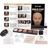 Paminify Bald Cap Kit Costume Makeup Kit for Men Adults,Complete Bald Cap SFX Makeup Kit with Tools &amp; Instructions,Professional BaldCap for Halloween Costumes, Cosplay, and Theater