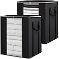 Fixwal Blanket Storage Bags with Zipper Large Storage Bins with Lids 120L 2 Pack Comforter Storage Bags with Reinforced Handles Clothes Storage Containers for King Comforter Bedding Pillow Sheet Black