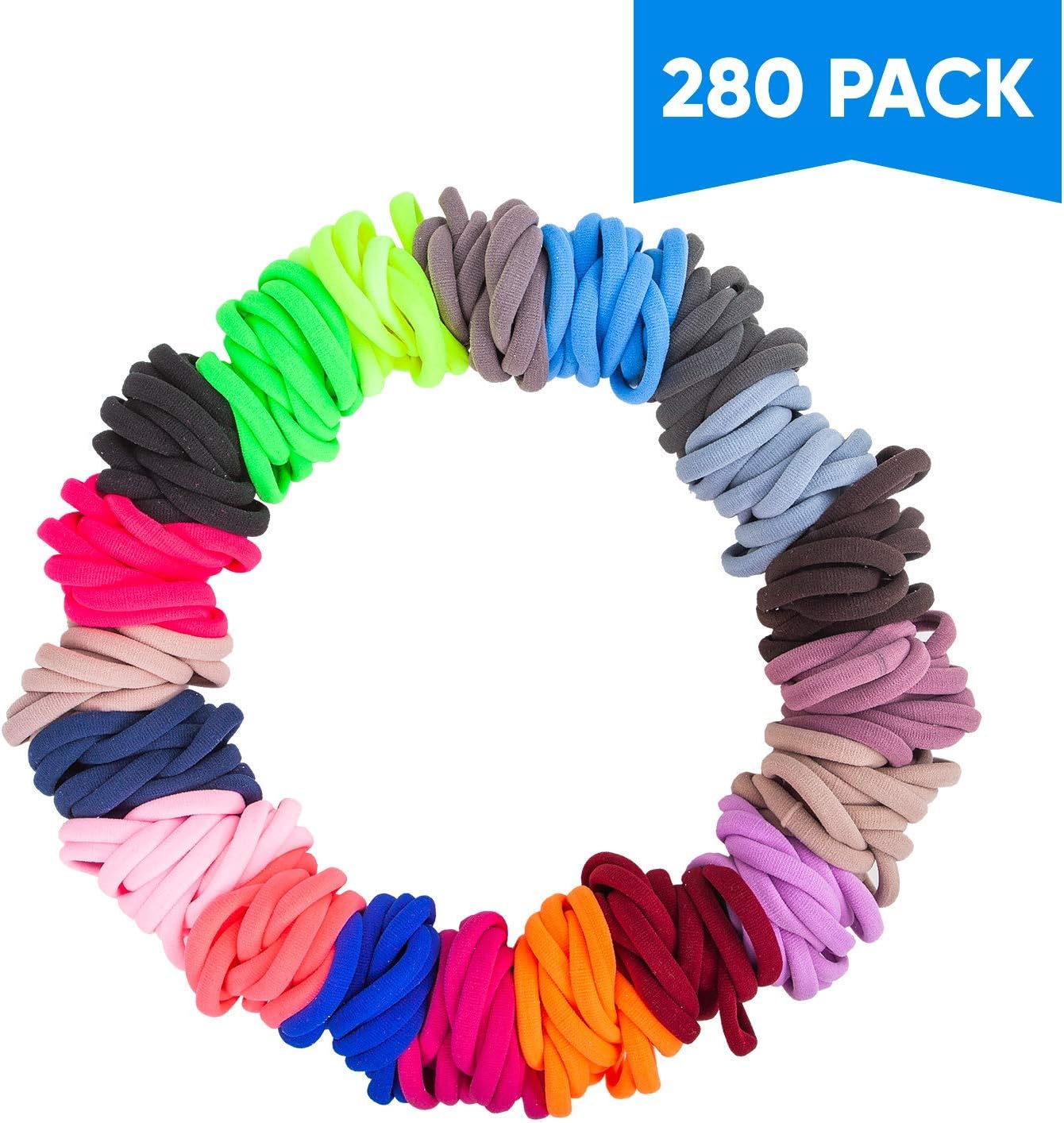 Datttcc 280 Pcs Hair Bands Ties Colorful Elastic Rubber Bands for kids baby toddlers girls 20 Colors No Crease Ponytail Holders Tiny Soft Rubber Bands