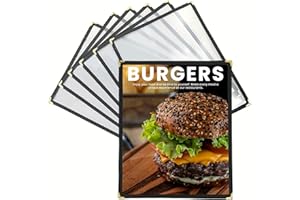 IVWNNN 8.5 x 11 Inch Menu Covers 6 Pack Double Stitched Menu Sleeves Single Page Menu Holder Two Clear Viewing Surfaces Restaurant Menu Covers