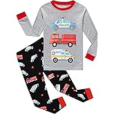 CM-Kid Little Boys Pajamas 2 Pieces Long Set Cotton Sleepwear Kids Excavator Pjs Toddler Winter Clothes Jammies Size 2-7T