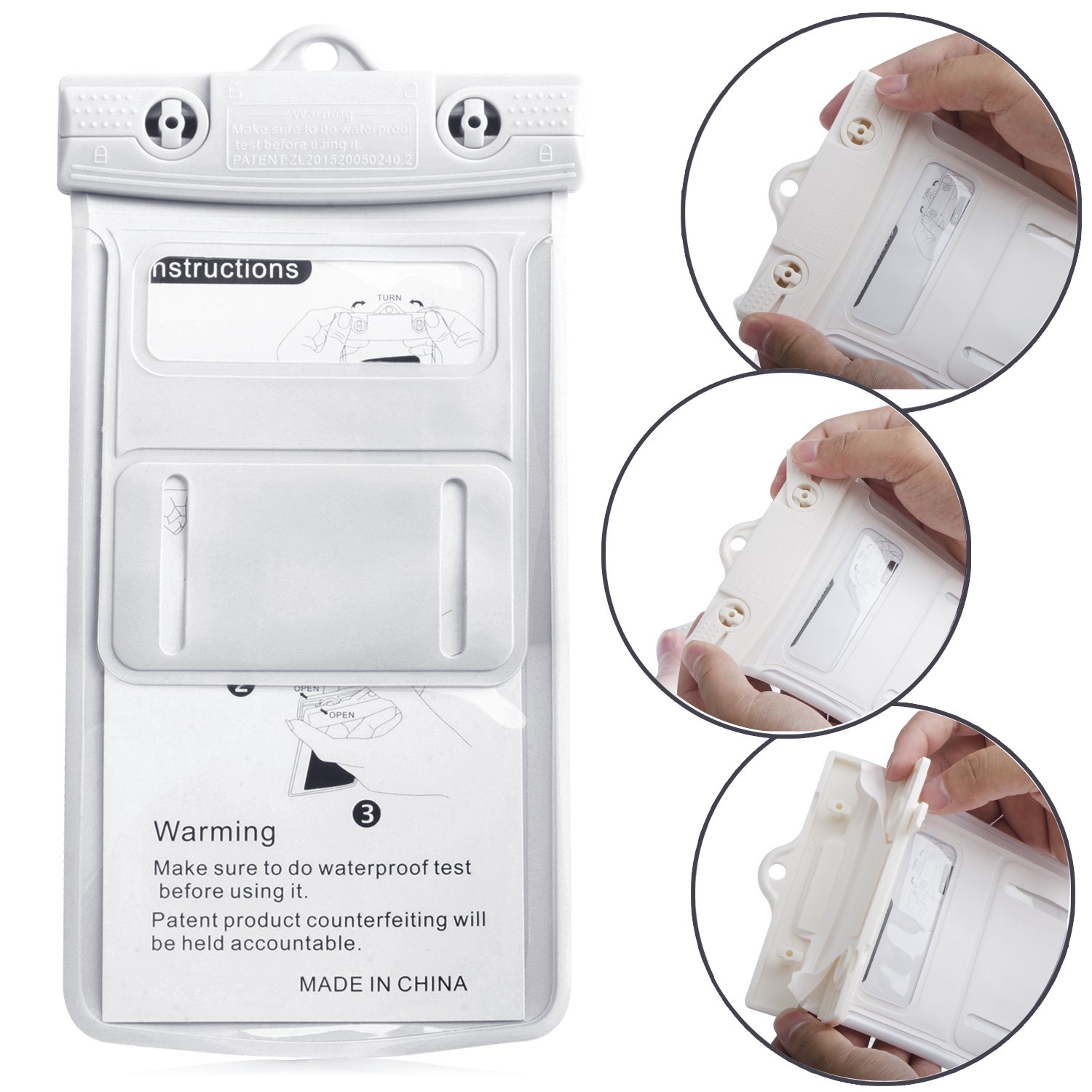 Waterproof Case,Universal best Durable Underwater Dry Bag for iPhone 7/6s/6s plus/5s/SE, Samsung Galaxy S6/S7,HTC and Other Smartphone;Waterproof Bag for Boating/Swimming/Diving (white)