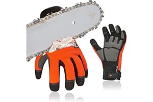 Vgo 1Pair Chainsaw Gloves,12-Layer Chainsaw Protection,Safety Synthetic leather Work Gloves,Mechanic Gloves(SL9722CSCT,XL,Ora