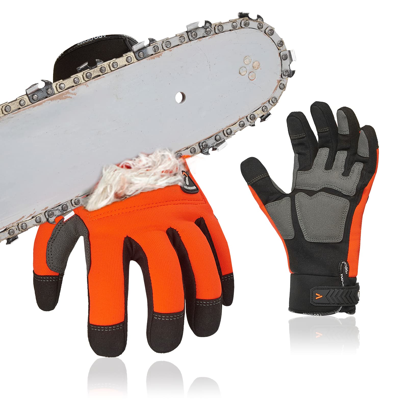 Vgo... Chainsaw Gloves 12-Layer on Both Hands Back, Anticuti Gloves Slash Proof, Safety Forestry Work Gloves with Touchscreen — image 1