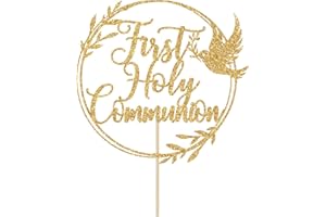 YOTAWEBERY First Holy Communion Cake Topper, Spanish Baptism, Religious Christening, Wedding Baby Shower 1st Birthday Party Decorations, Gold Glitter