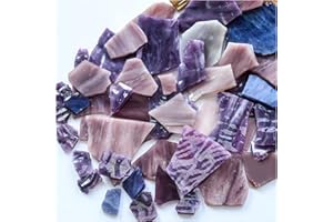 SMANTA Large Broken Mosaic Glass Pieces for Crafts, Bulk Stained Glass Sheets Mosaic Tiles Mosaic Project Making Supplies, Assorted Colors and Shapes - 7oz, Purple Series