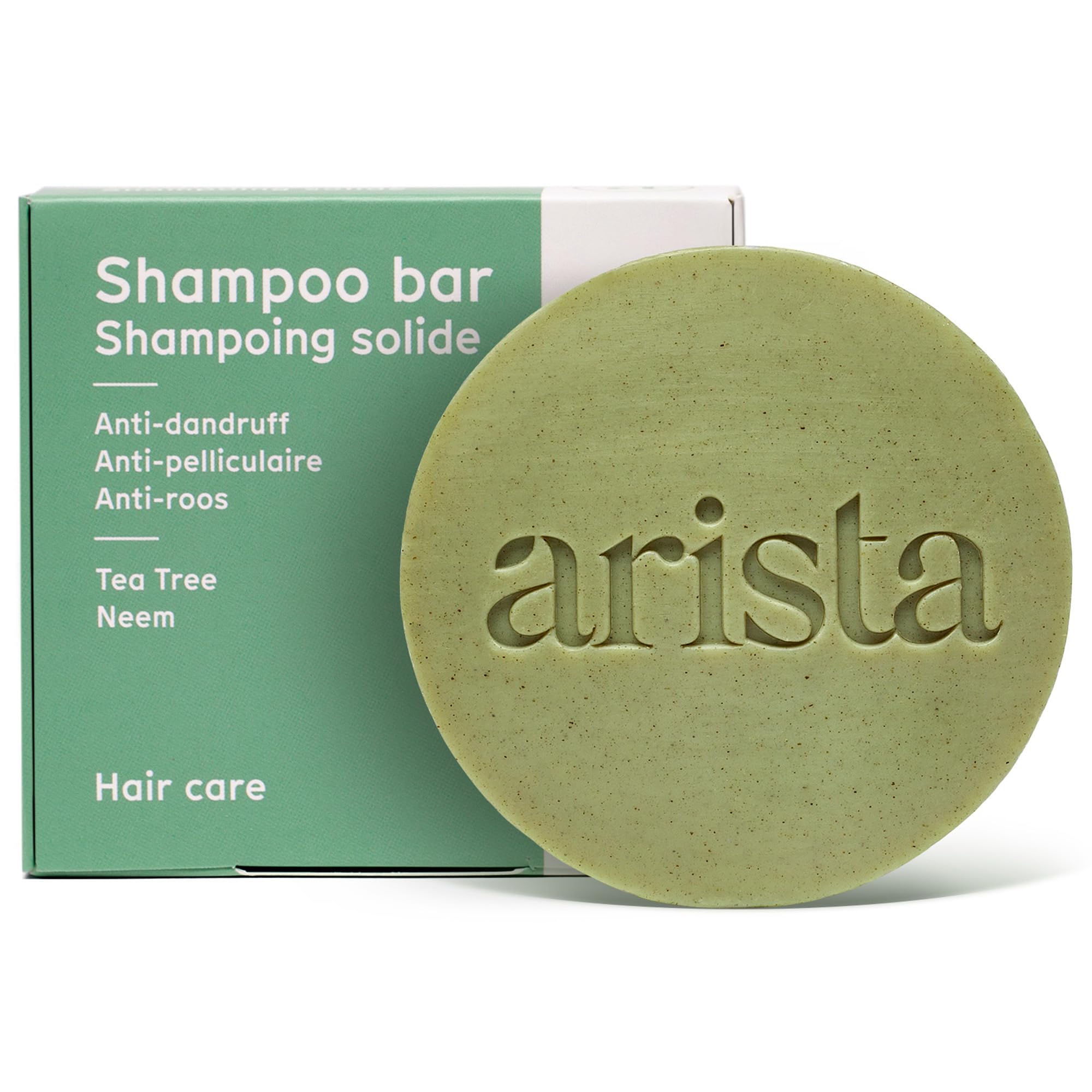 Arista Anti Dandruff Shampoo Bar, Sulfate Free Shampoo Bar, Tea Tree Oil, Neem Leaf Powder & Arnica, Antibacterial & Anti Dandruff Shampoo Women & Men, Vegan Shampoo Bar (80 g)