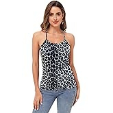 Anna-Kaci Womens Casual Leopard Print Spaghetti Strap Soft Racerback Tank Top