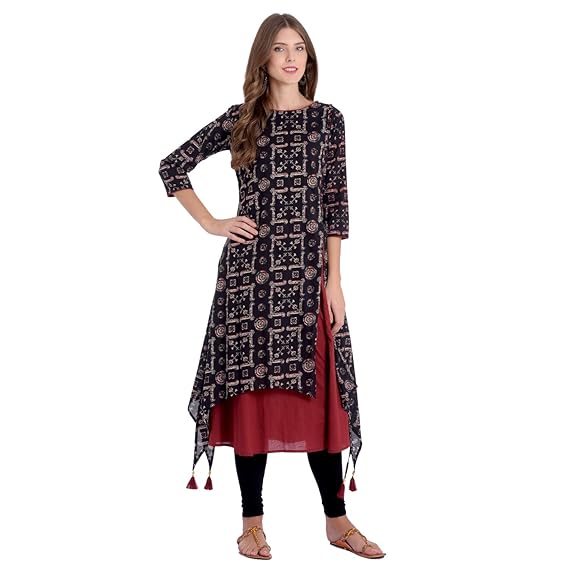 Women's Cotton A-Line Kurta with Inner