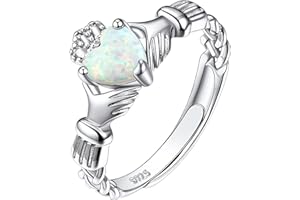 SUPLIGHT 925 Sterling Silver Good Luck Celtic Trinity Knot/Claddagh Heart Birthstone Ring, Thin Delicate Adjustable Promise Engagement Ring Irish Jewelry for Women