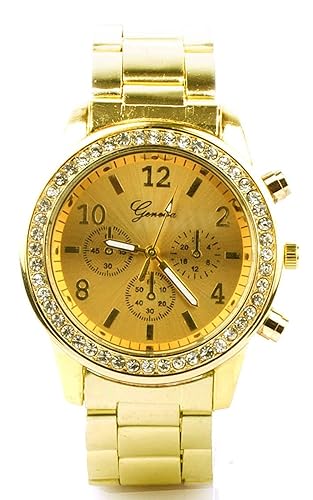 Joker & Witch Gold plated Metal Strap Metallic Analog Gold Dial Watch for Women Girls and Ladies