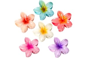 6 Pack Flower Hair Claw Clips for Women, Hawaiian Hibiscus Hair Clips, Cute Hair Accessories, Gifts for Women Girls