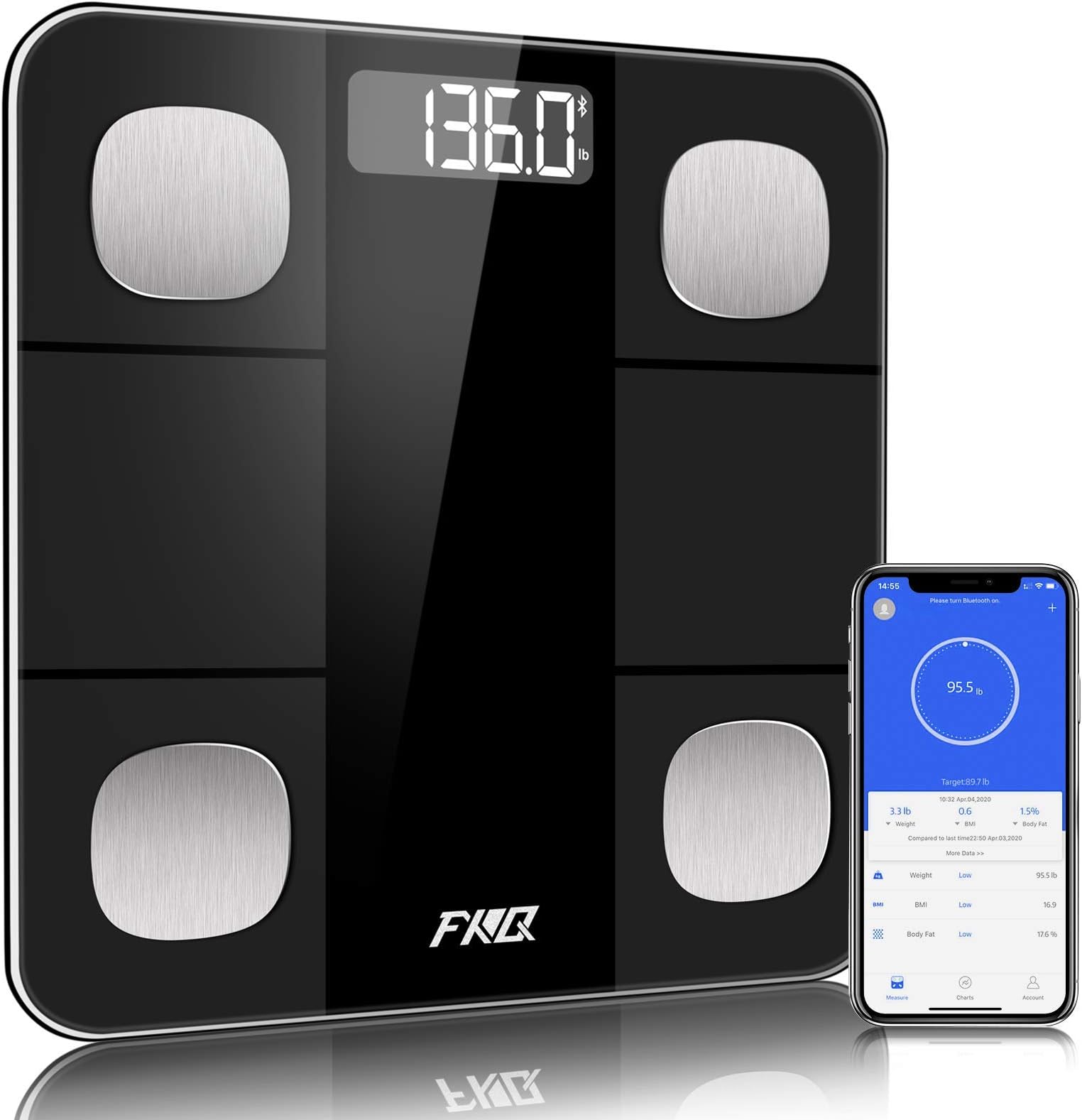 Scales for Body Weight and Fat Bluetooth Digital Scale for Bathroom Smart BMI Scale Body Composition Analyzer Sync 14 Data, High Precise Wireless Weight Scale with Smartphone App