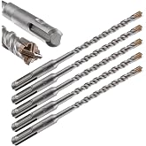 Wensilon 5pcs 1/4" X 6"-4" Cross-Type Double Thread Carbide Drill Bits for Concrete, Brick, Stone, Hammer Drill
